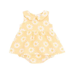 PETER PAN COLLAR BUBBLE WITH SKIRT - YELLOW MOD DAISY