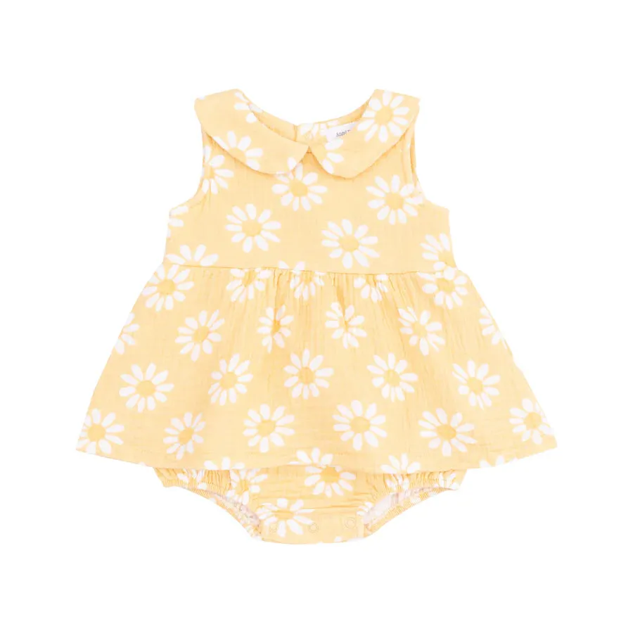 PETER PAN COLLAR BUBBLE WITH SKIRT - YELLOW MOD DAISY