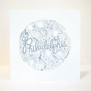 Philadelphia art print, Philly things art print, Philadelphia icons design, philly things wall art, philadelphia wall art in grey