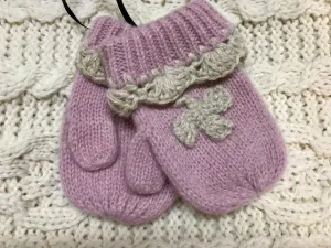Pink Shamrock Wool Baby Mitts