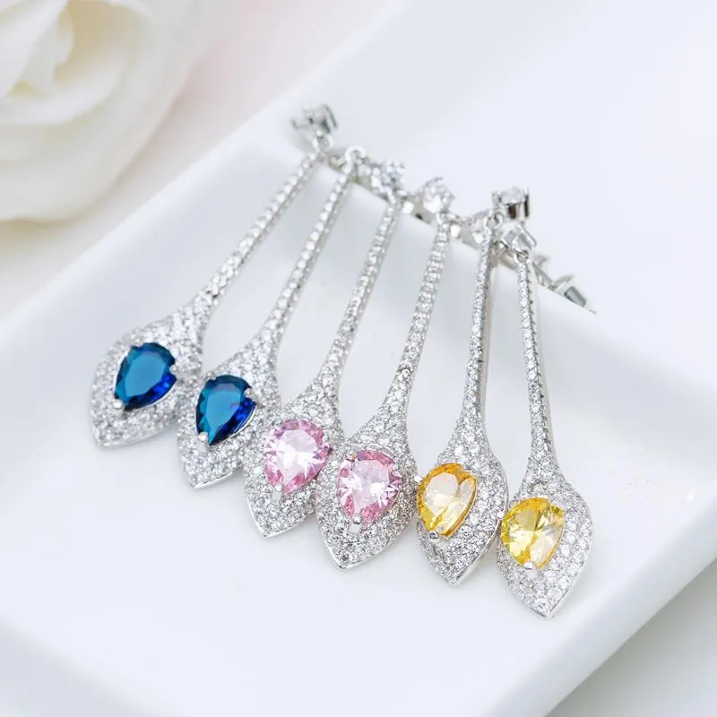 Pink Tourmaline Designer Long Dangle Earrings