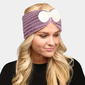 Pinkish Purple Soft Knit Bow Earmuff Headband