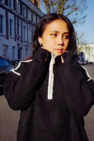 Piped Detail Pearl Zip Sweater