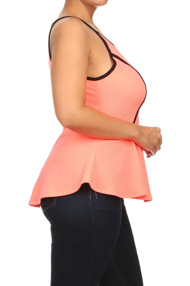 Plus Size Chic Textured Trimmed A-Line Top