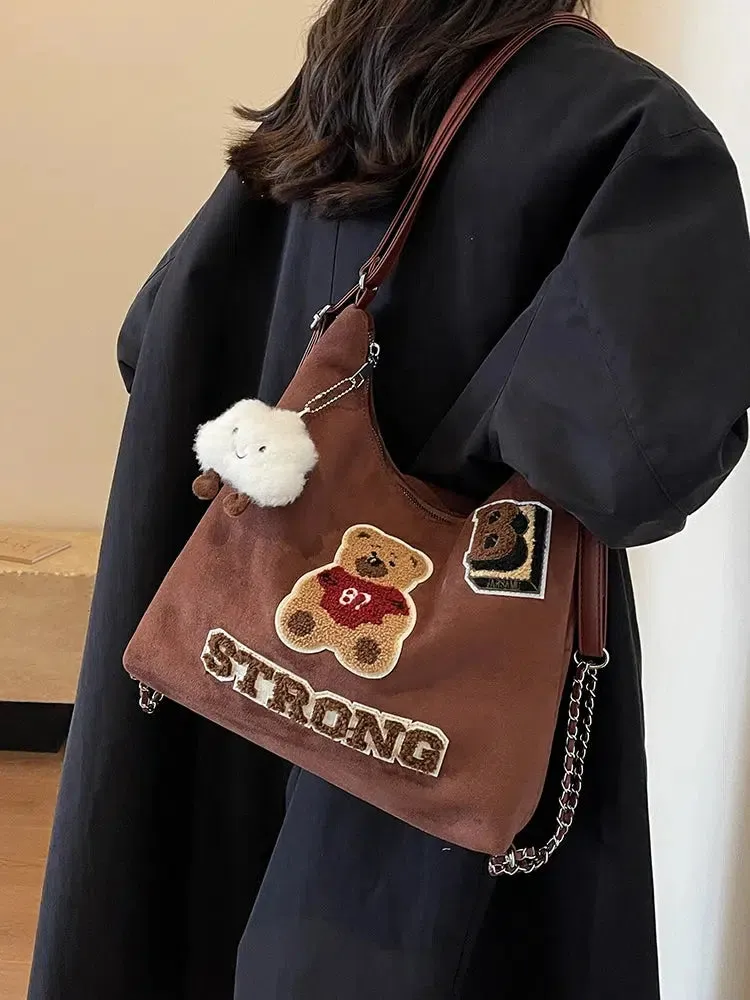 Pompom Accessory Plush Bear Backpack