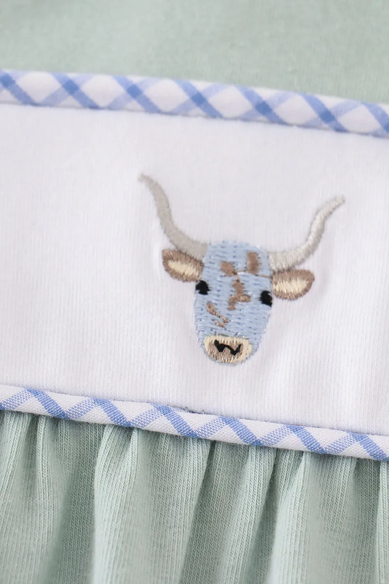 Premium Green Cow Applique Boy Romper
