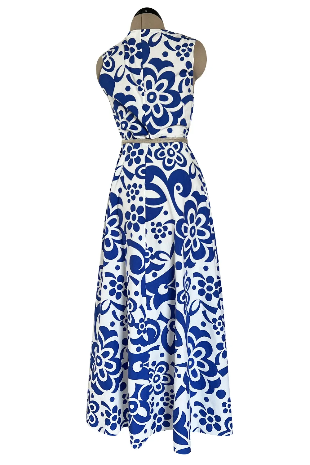 Prettiest 2000s Marni by Consuelo Castiglioni Vivid Blue & White Floral Print Dress