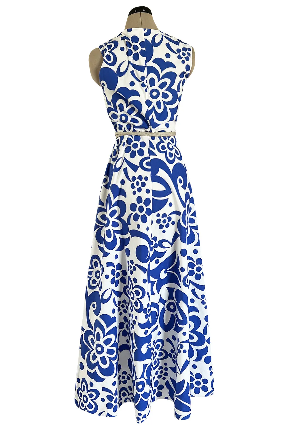 Prettiest 2000s Marni by Consuelo Castiglioni Vivid Blue & White Floral Print Dress