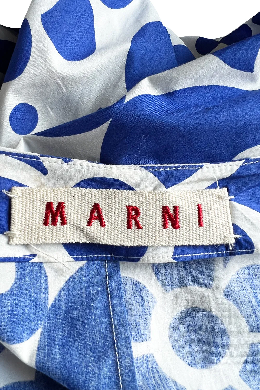 Prettiest 2000s Marni by Consuelo Castiglioni Vivid Blue & White Floral Print Dress