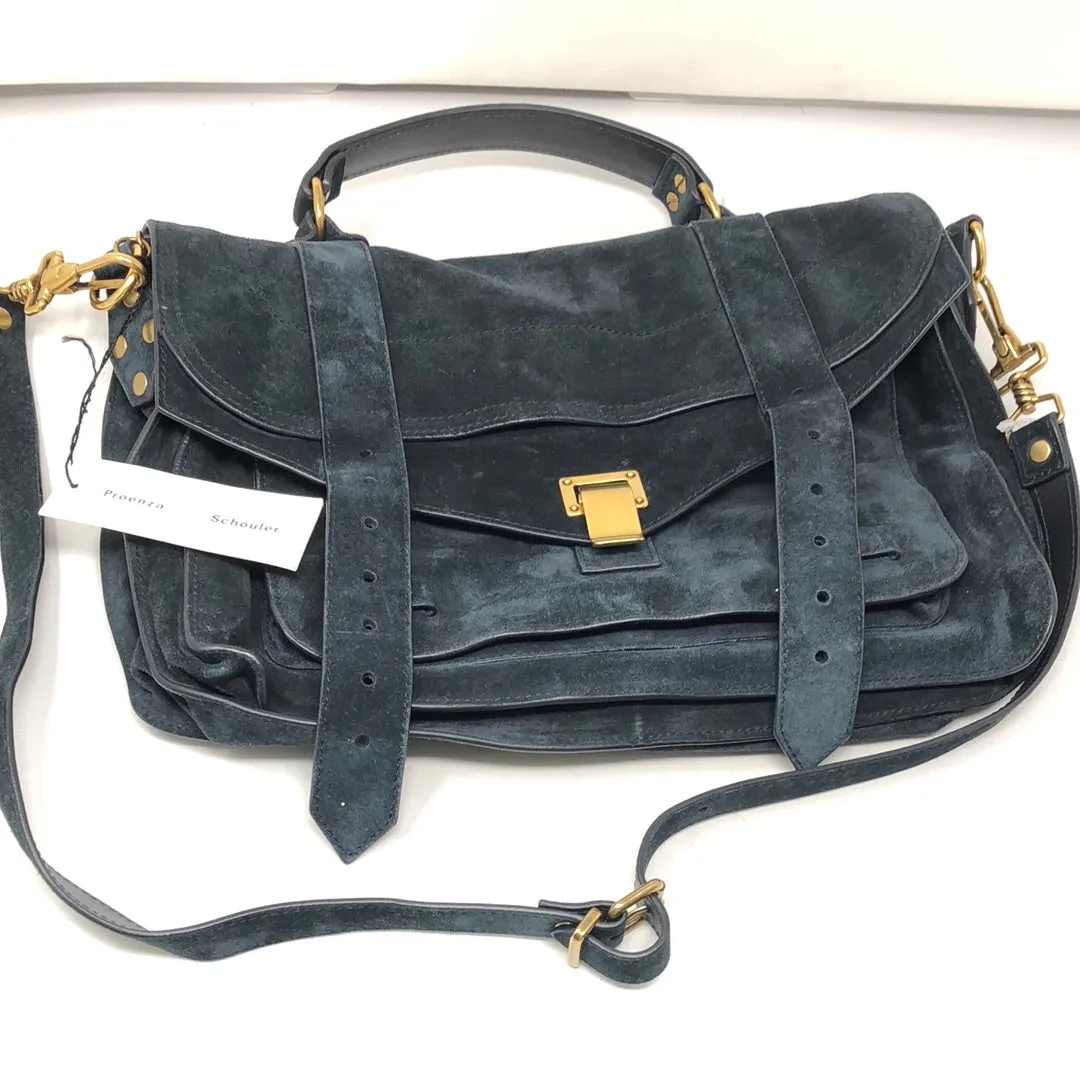 Proenza Schouler Navy Medium Suede Satchel Bag
