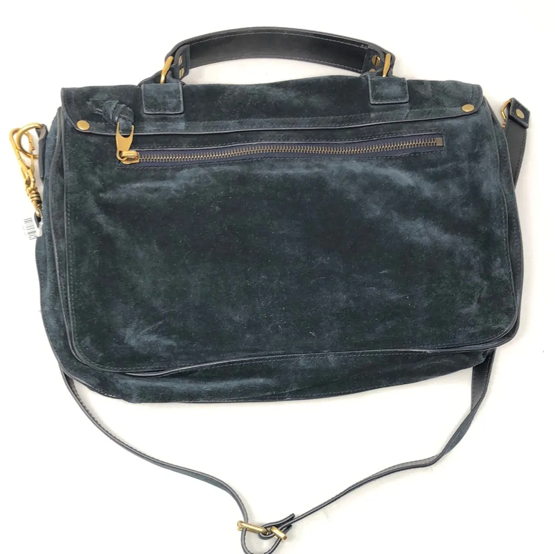 Proenza Schouler Navy Medium Suede Satchel Bag
