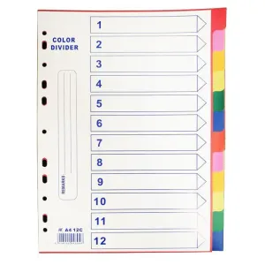 PVC 12 Colour Index Divider A4