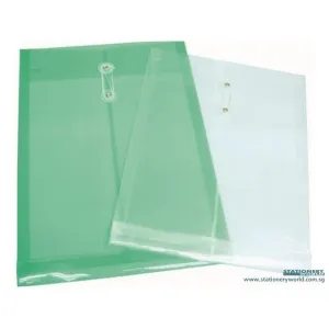 PVC Data Envelope with String and Button Foolscap Size 119 Yellow