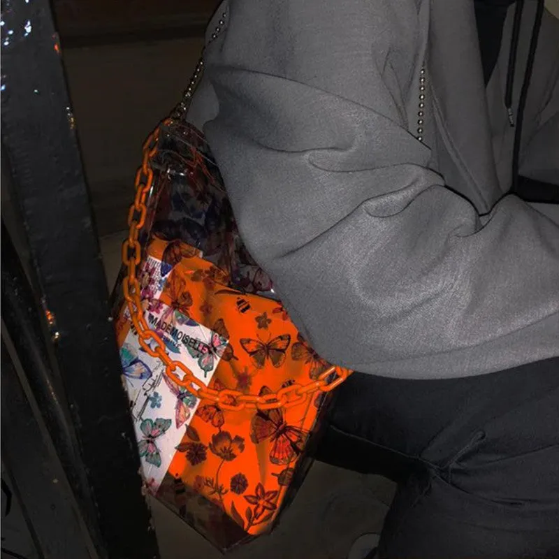 "BUTTERFLY ORANGE CHAIN" PVC BAG D050803