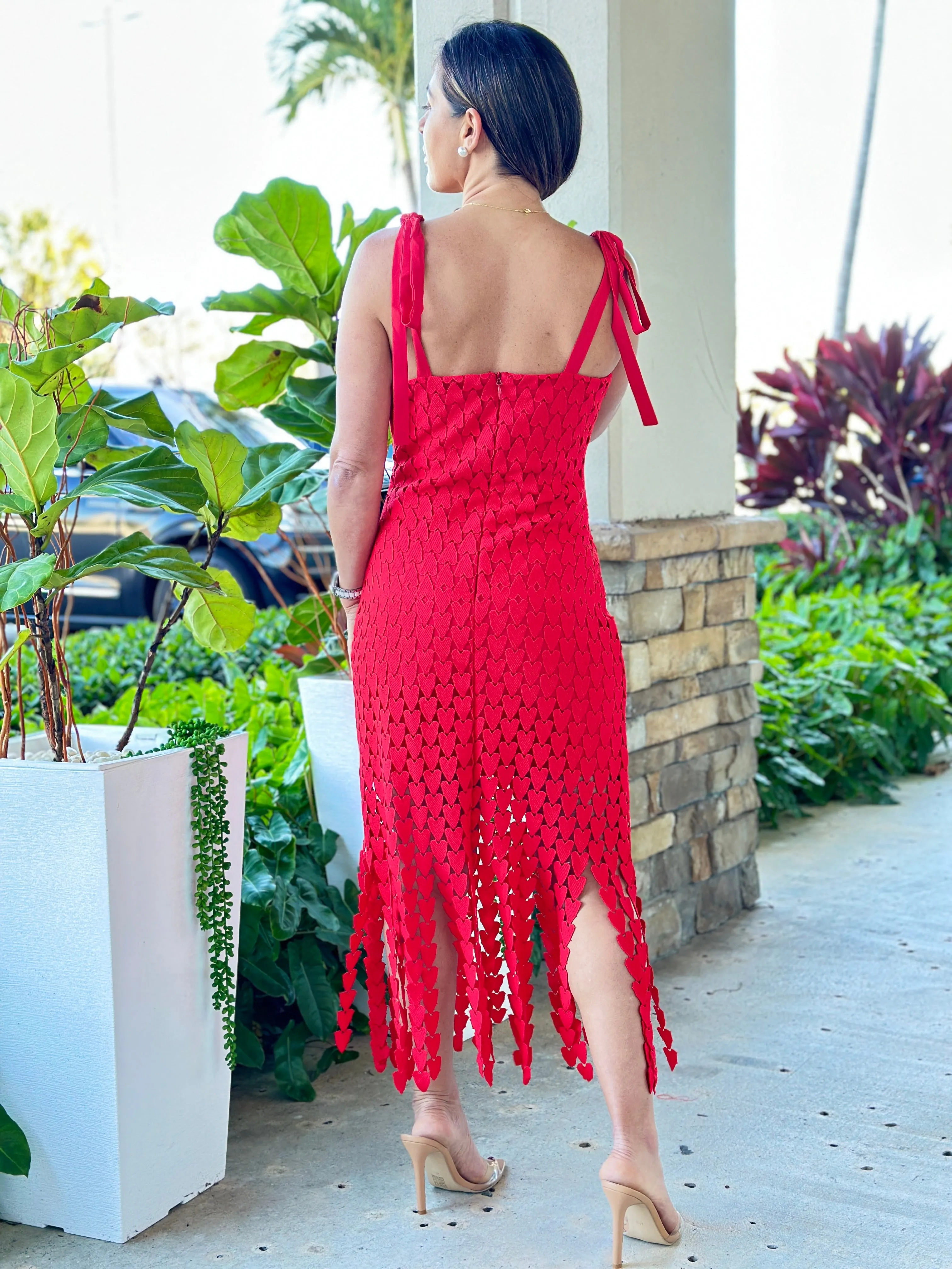 "Kiss Me" Heart Shape Patches Midi Dress