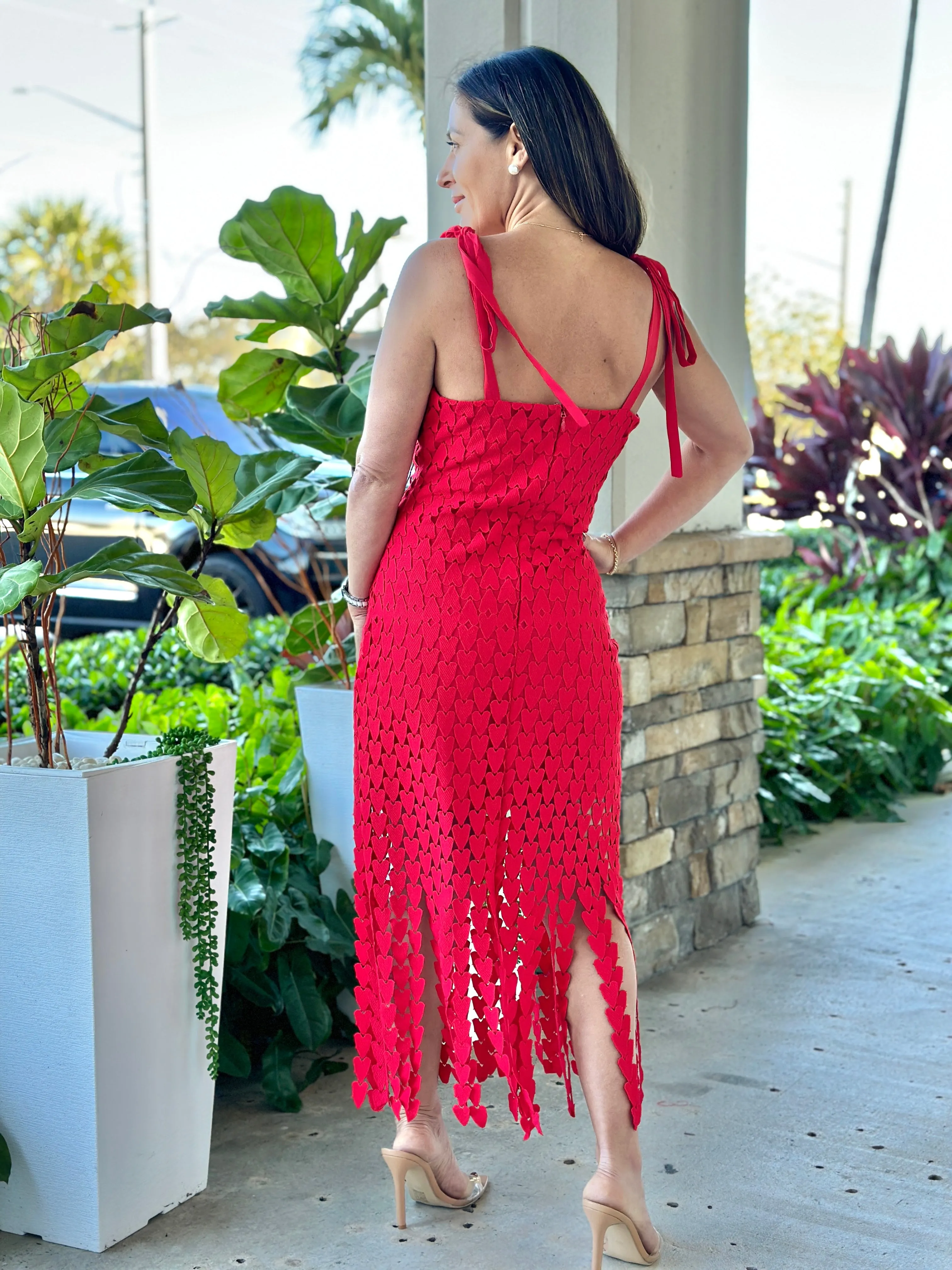 "Kiss Me" Heart Shape Patches Midi Dress