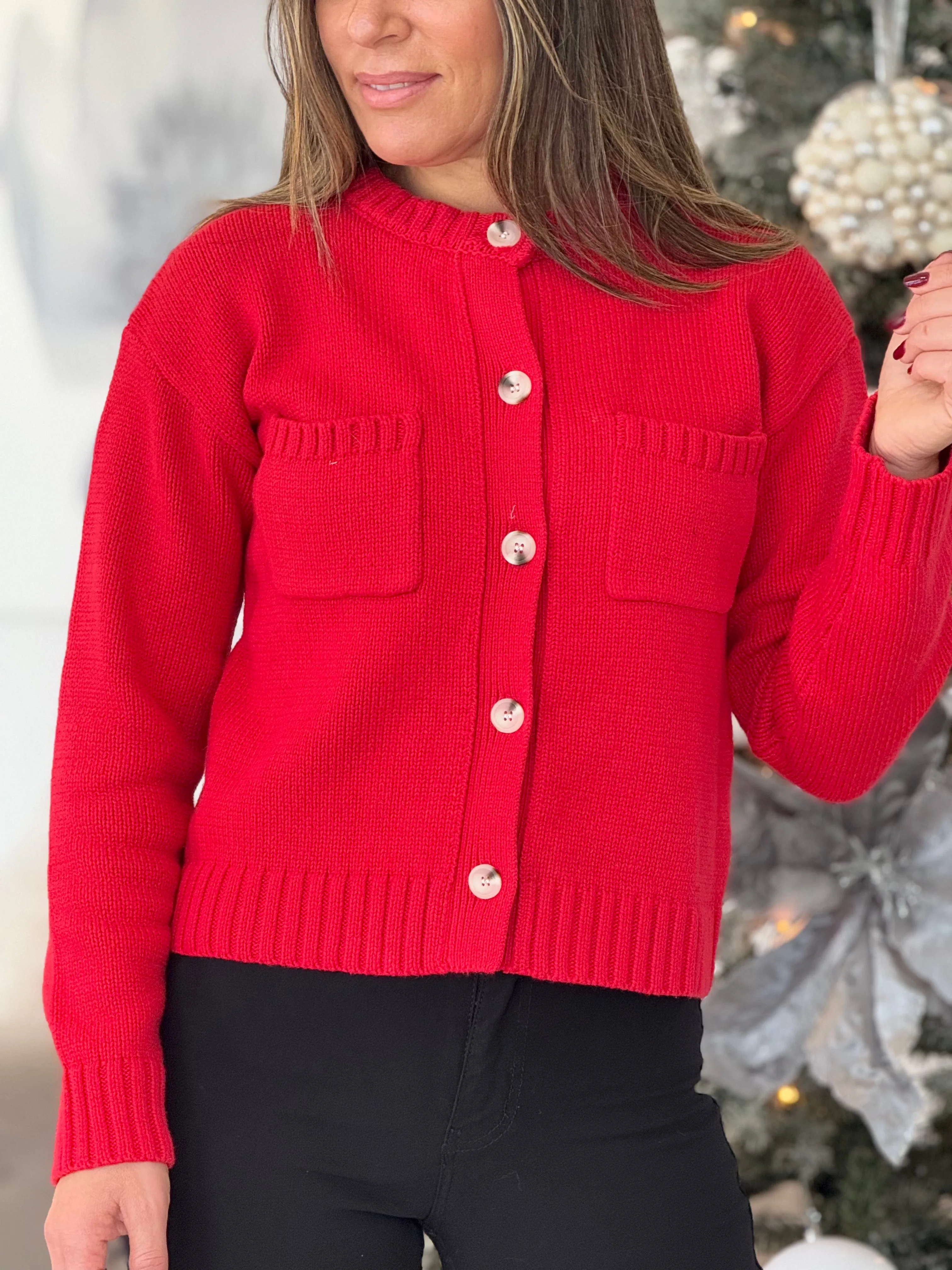 "Merry" Long Sleeve Button Up Sweater