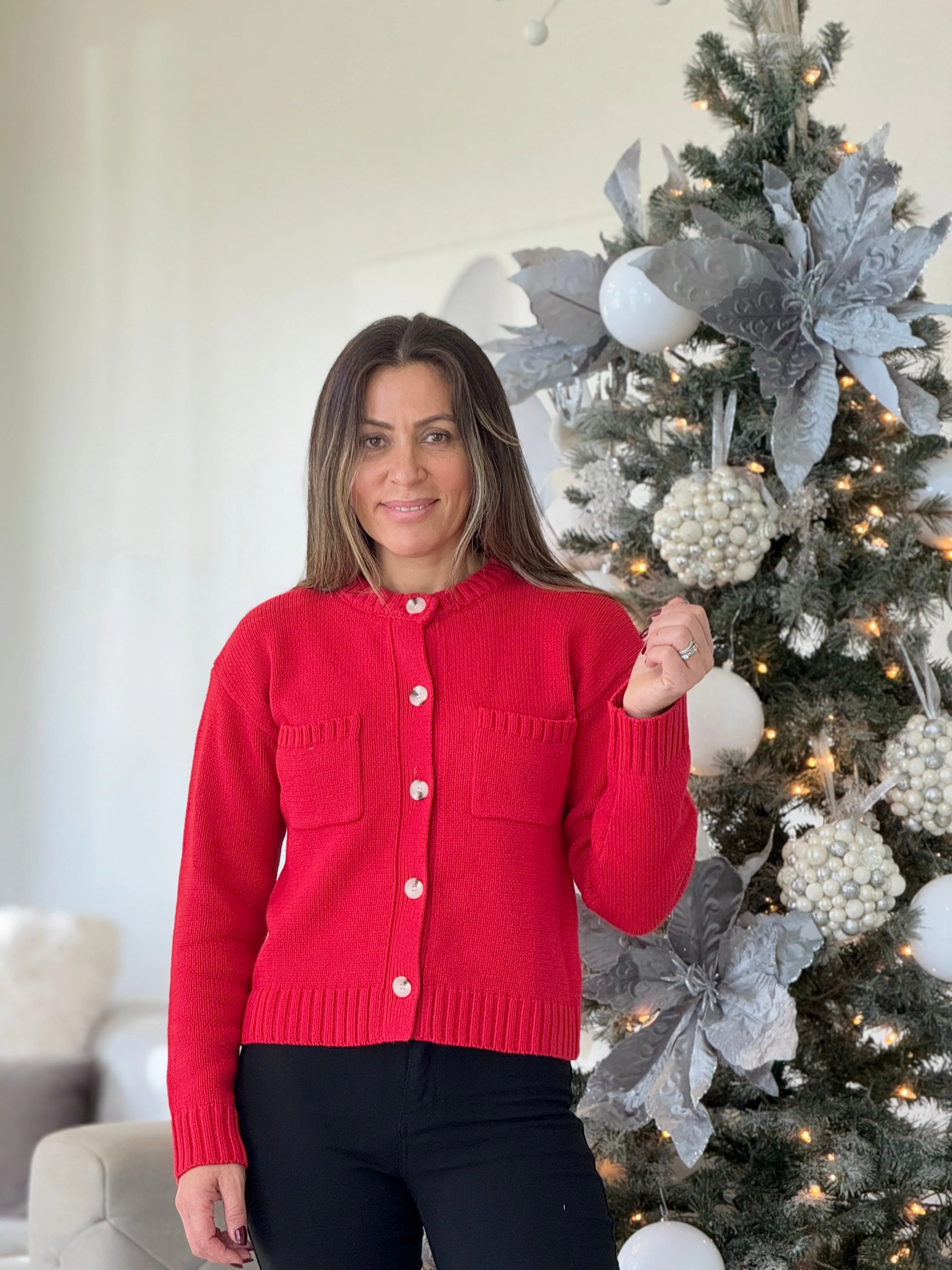 "Merry" Long Sleeve Button Up Sweater