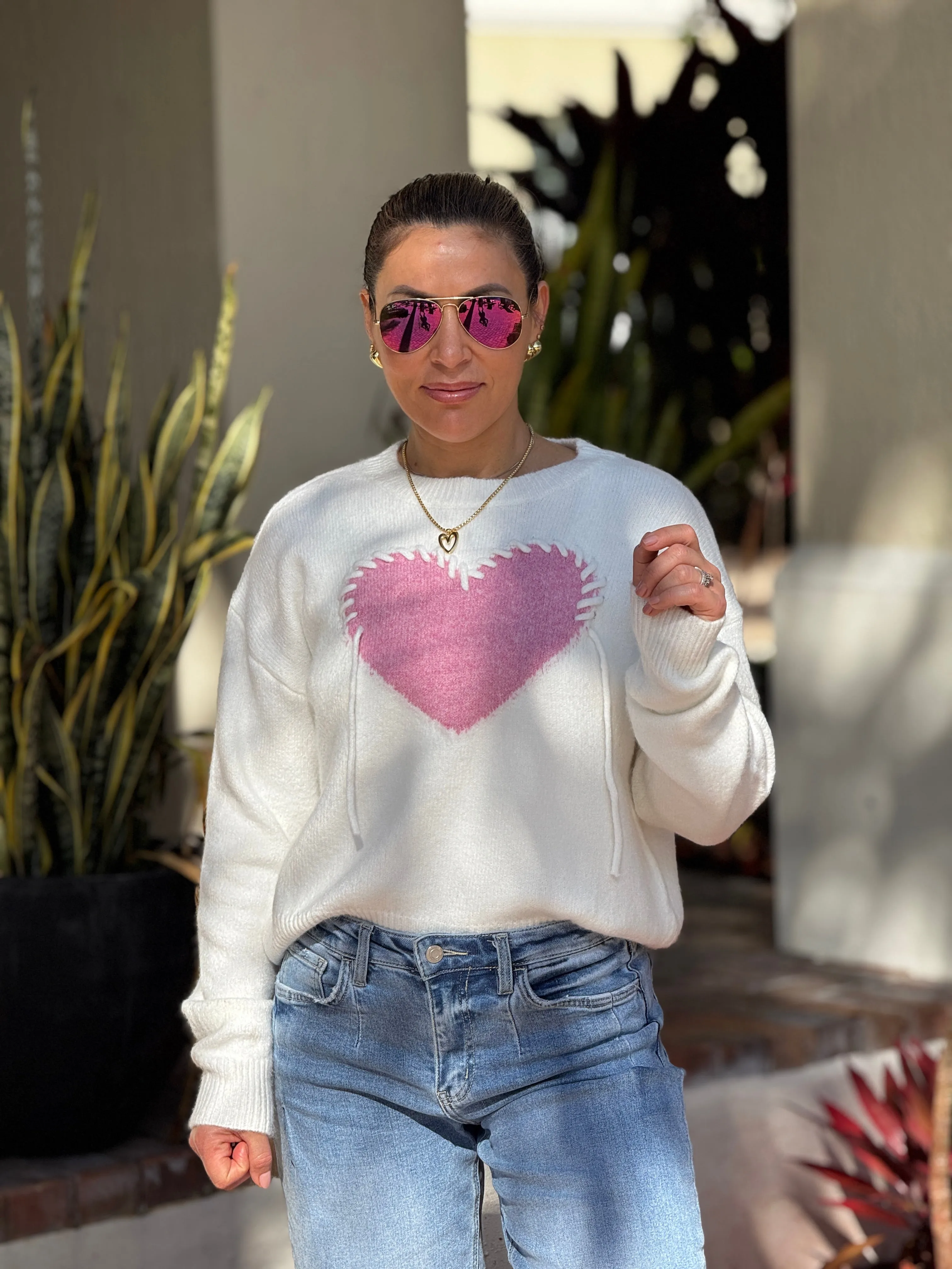 "Wanda" Heart Shape Long Sleeve Sweater