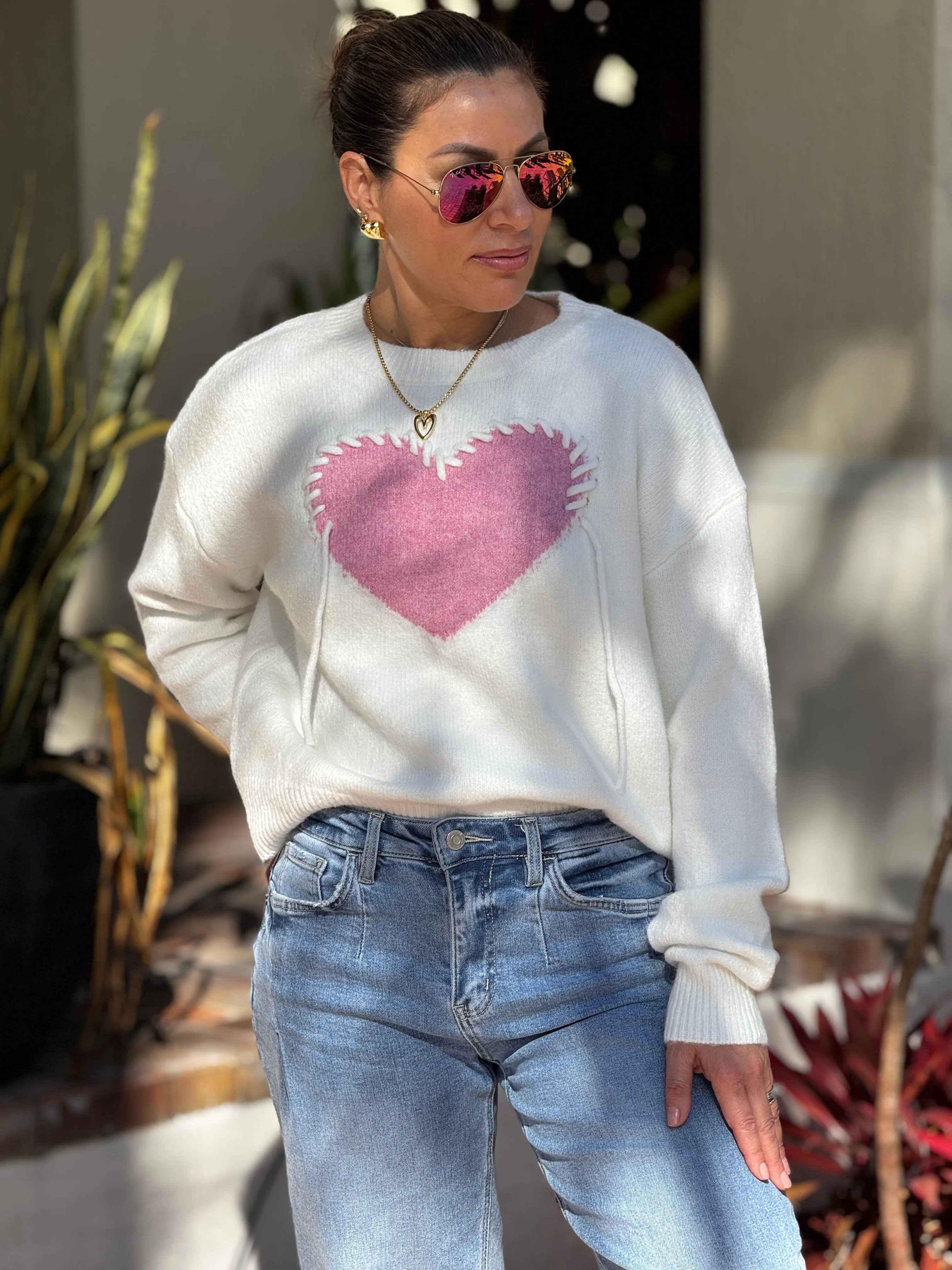 "Wanda" Heart Shape Long Sleeve Sweater