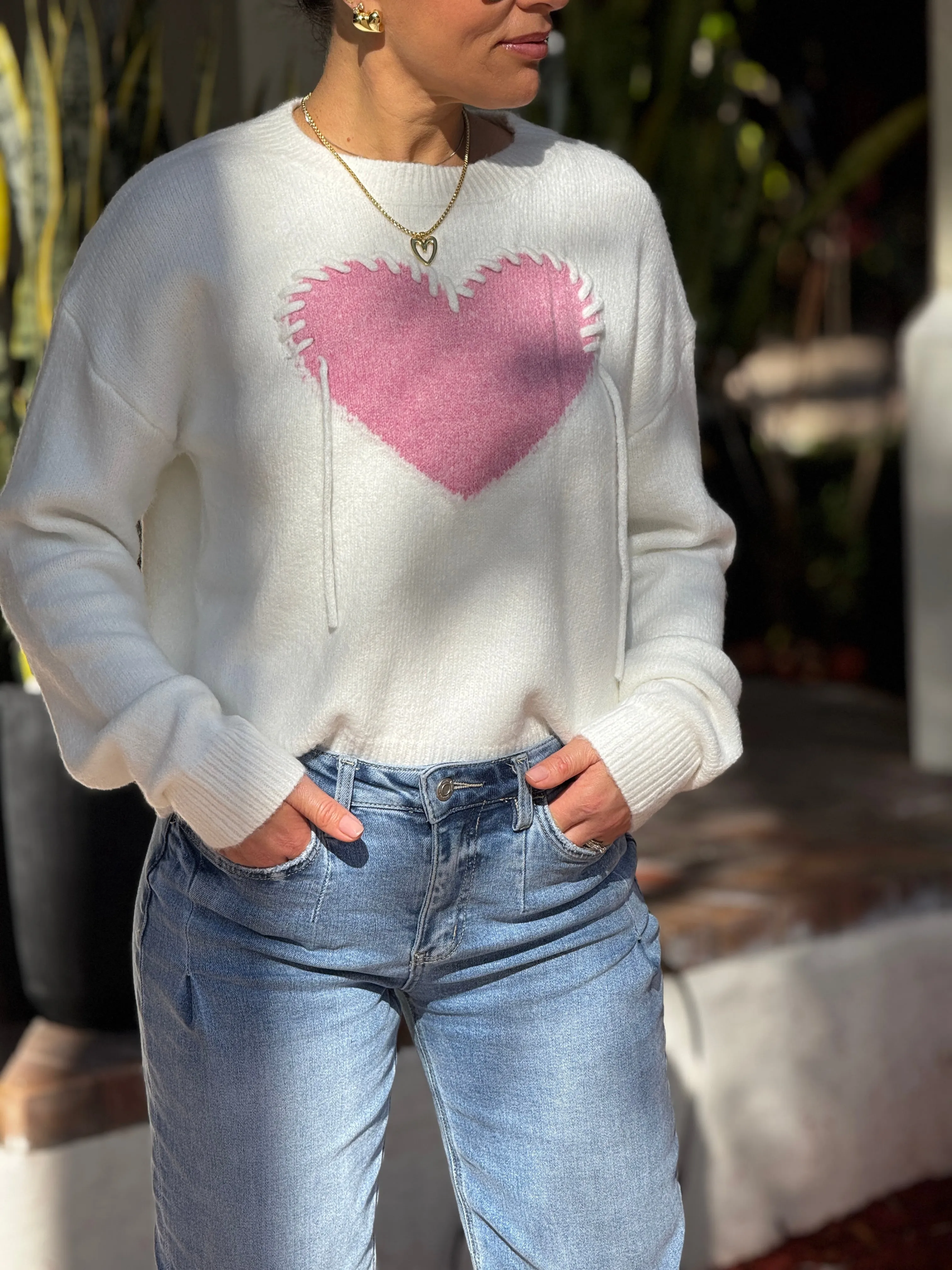 "Wanda" Heart Shape Long Sleeve Sweater