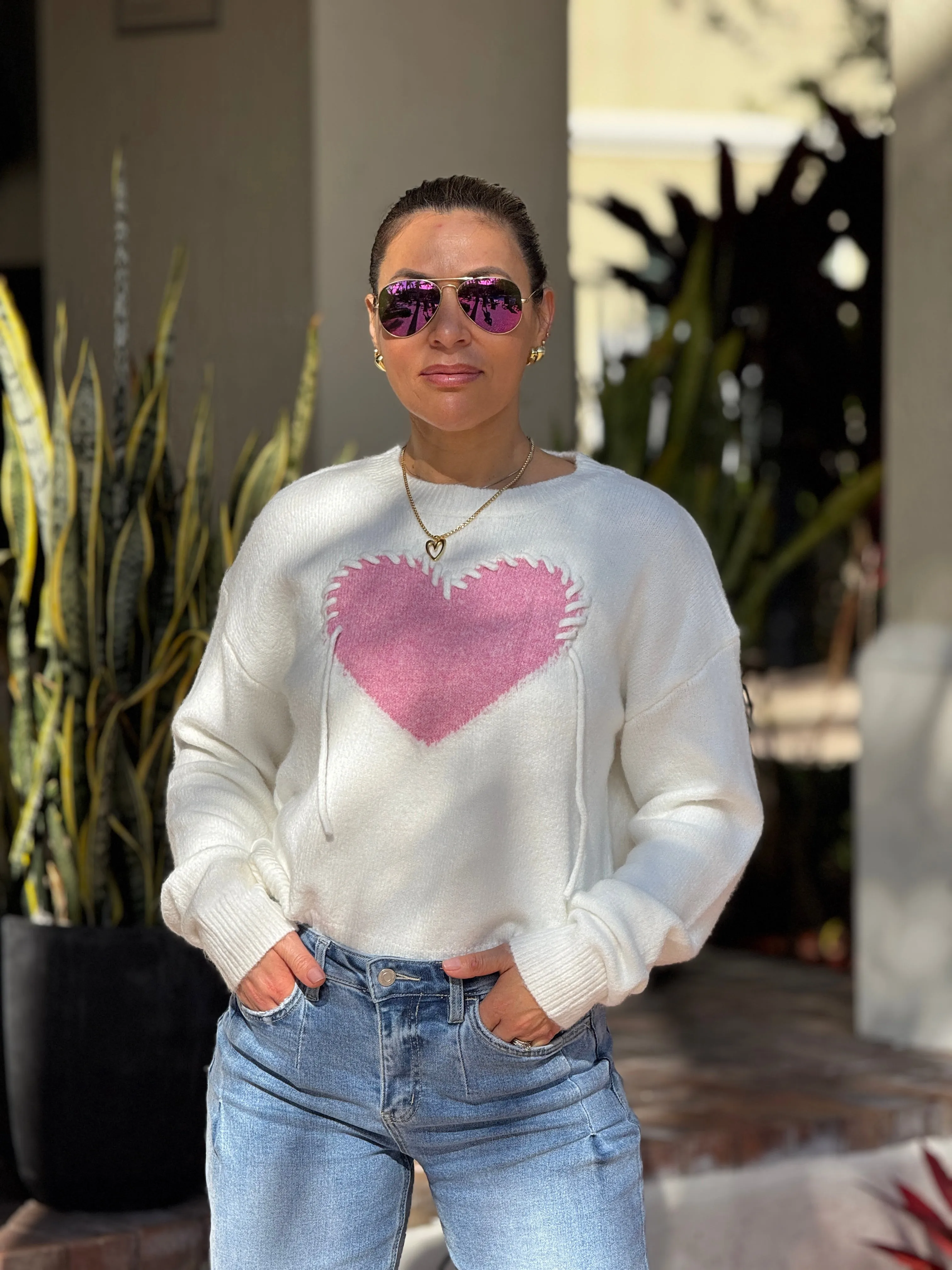 "Wanda" Heart Shape Long Sleeve Sweater