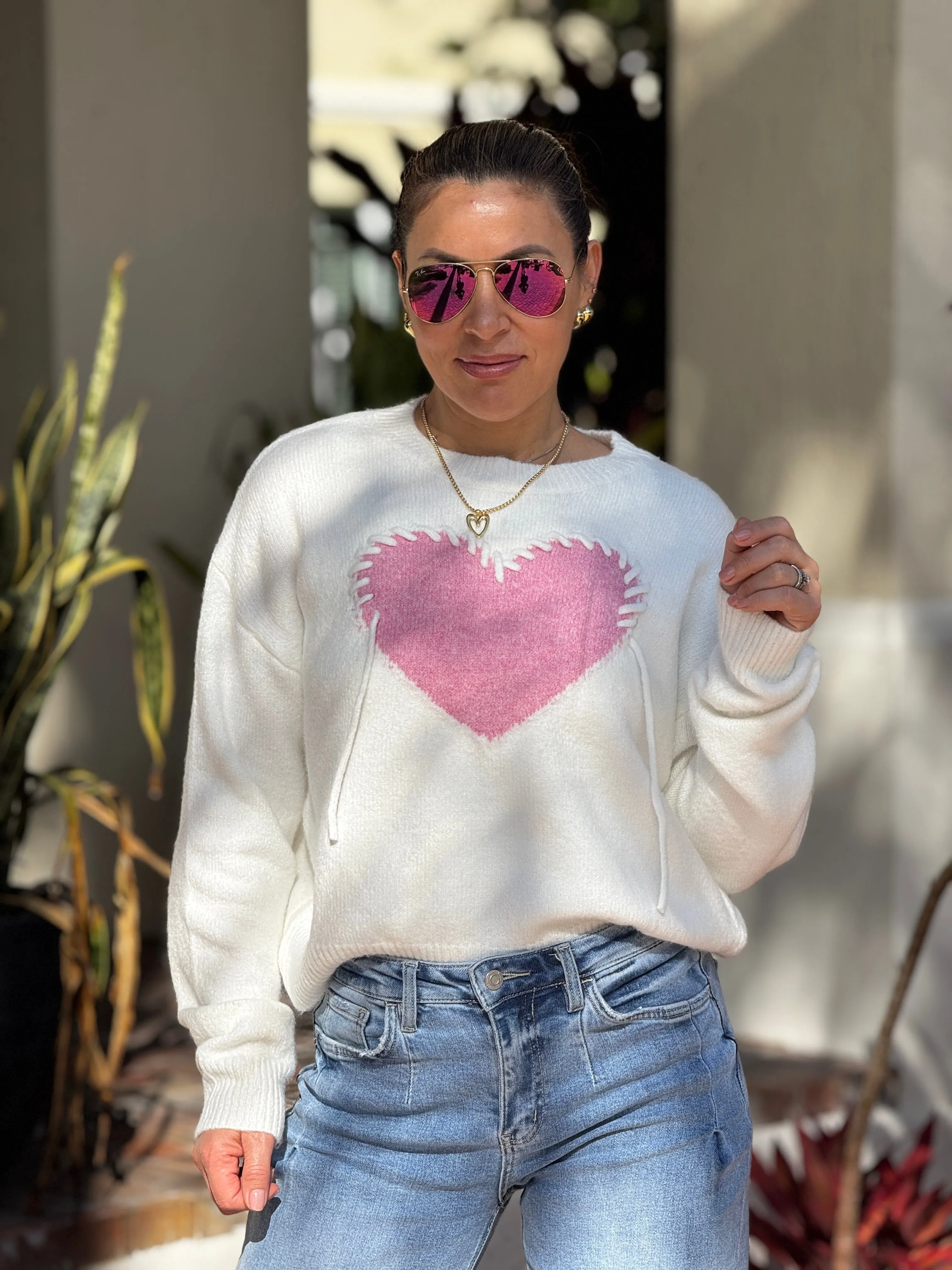 "Wanda" Heart Shape Long Sleeve Sweater