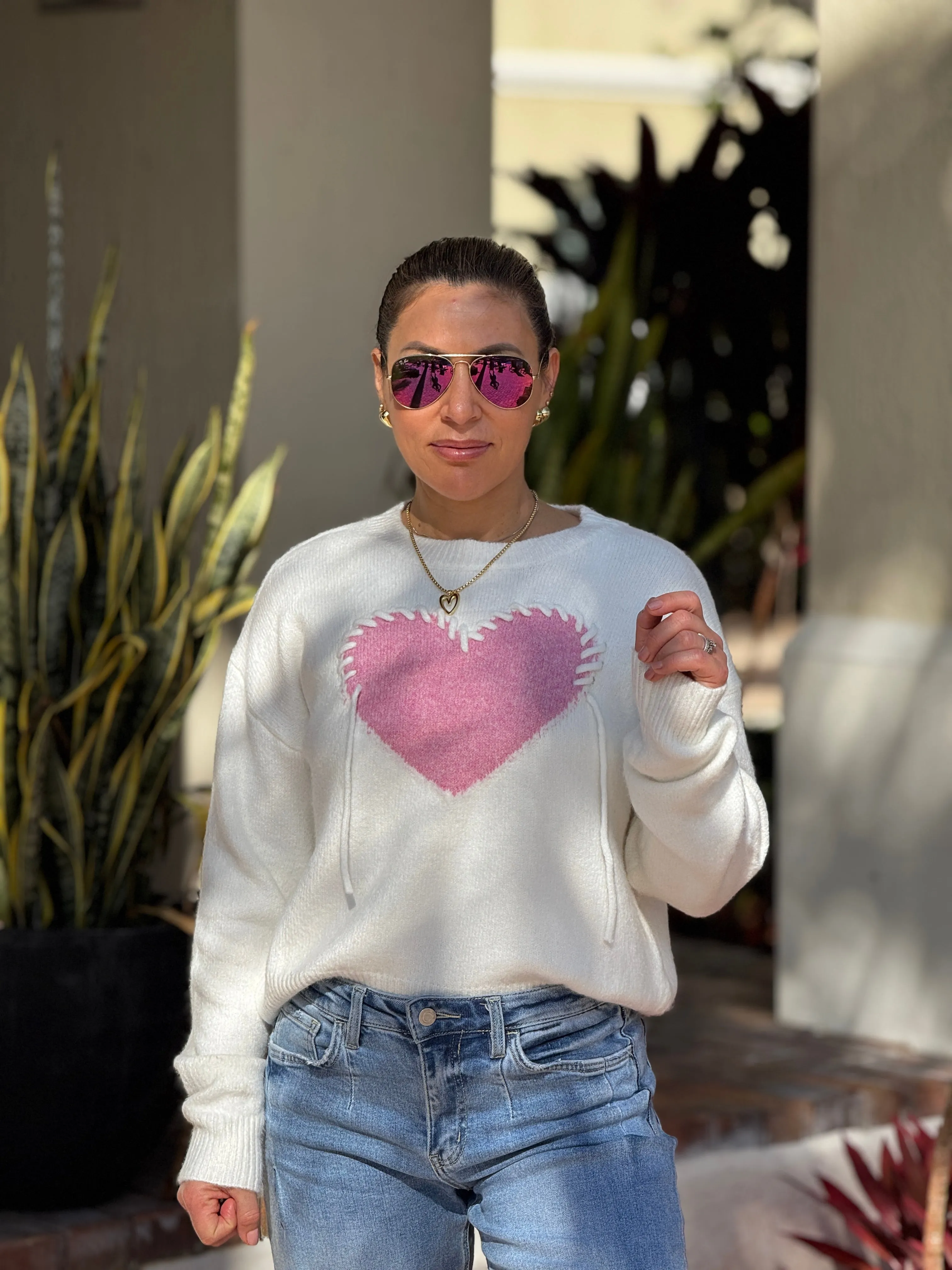 "Wanda" Heart Shape Long Sleeve Sweater