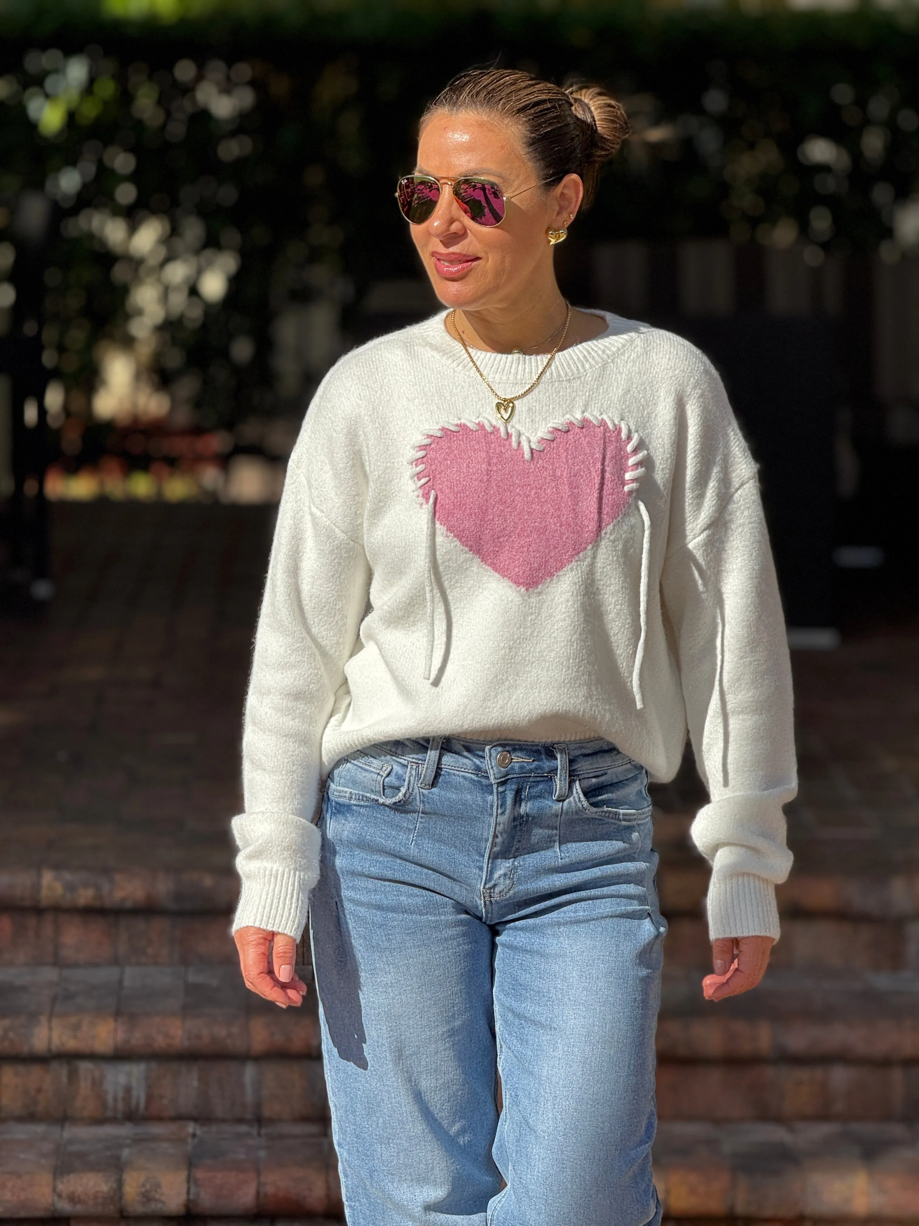 "Wanda" Heart Shape Long Sleeve Sweater