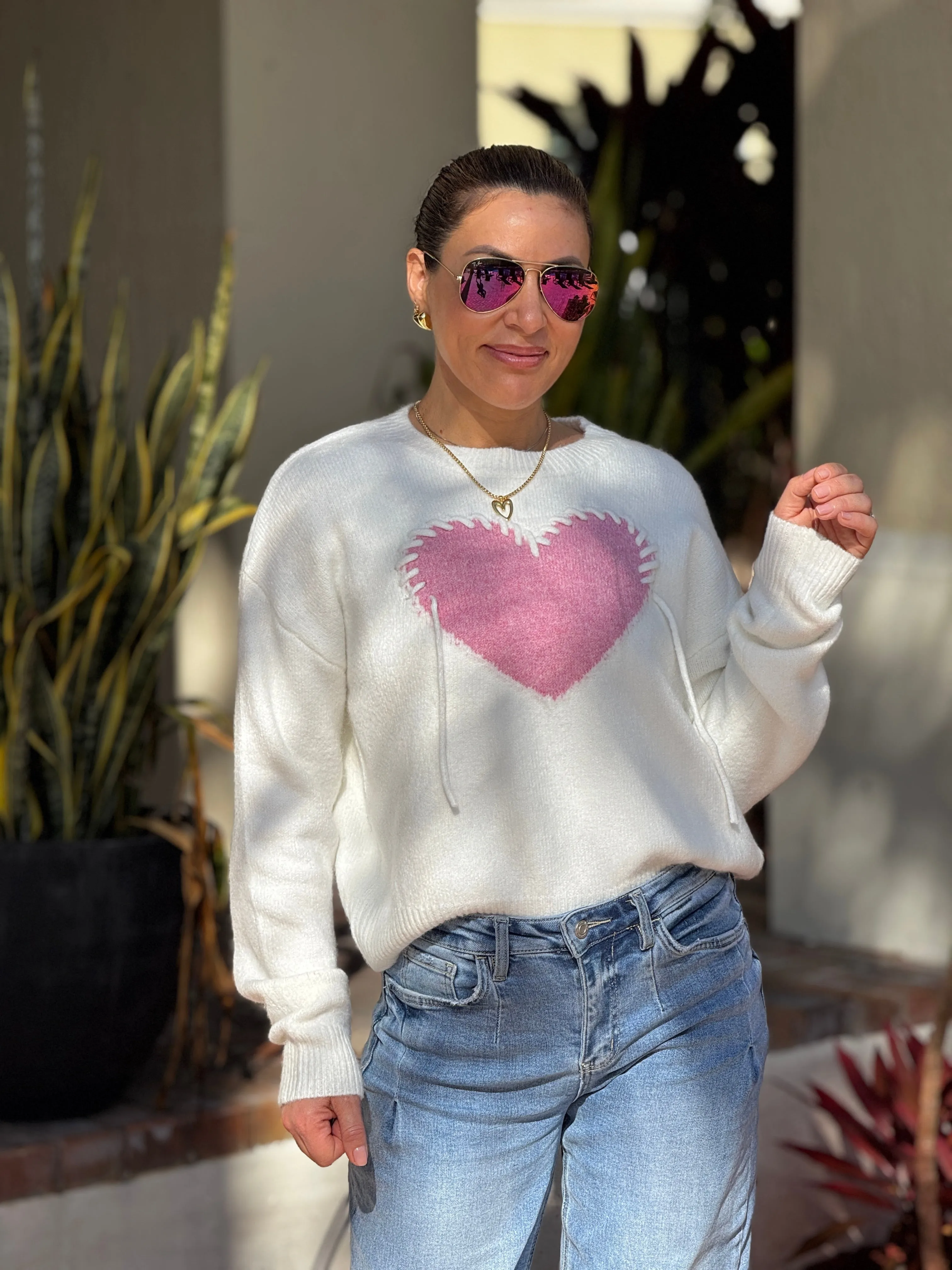 "Wanda" Heart Shape Long Sleeve Sweater
