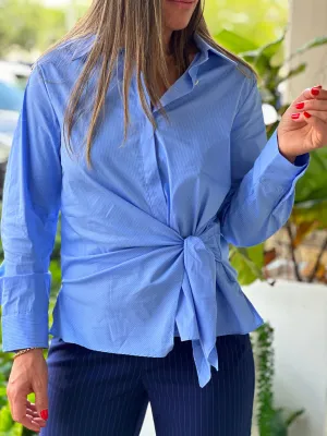 "Yolie" Long Sleeve Tie On The Side Button Up Shirt