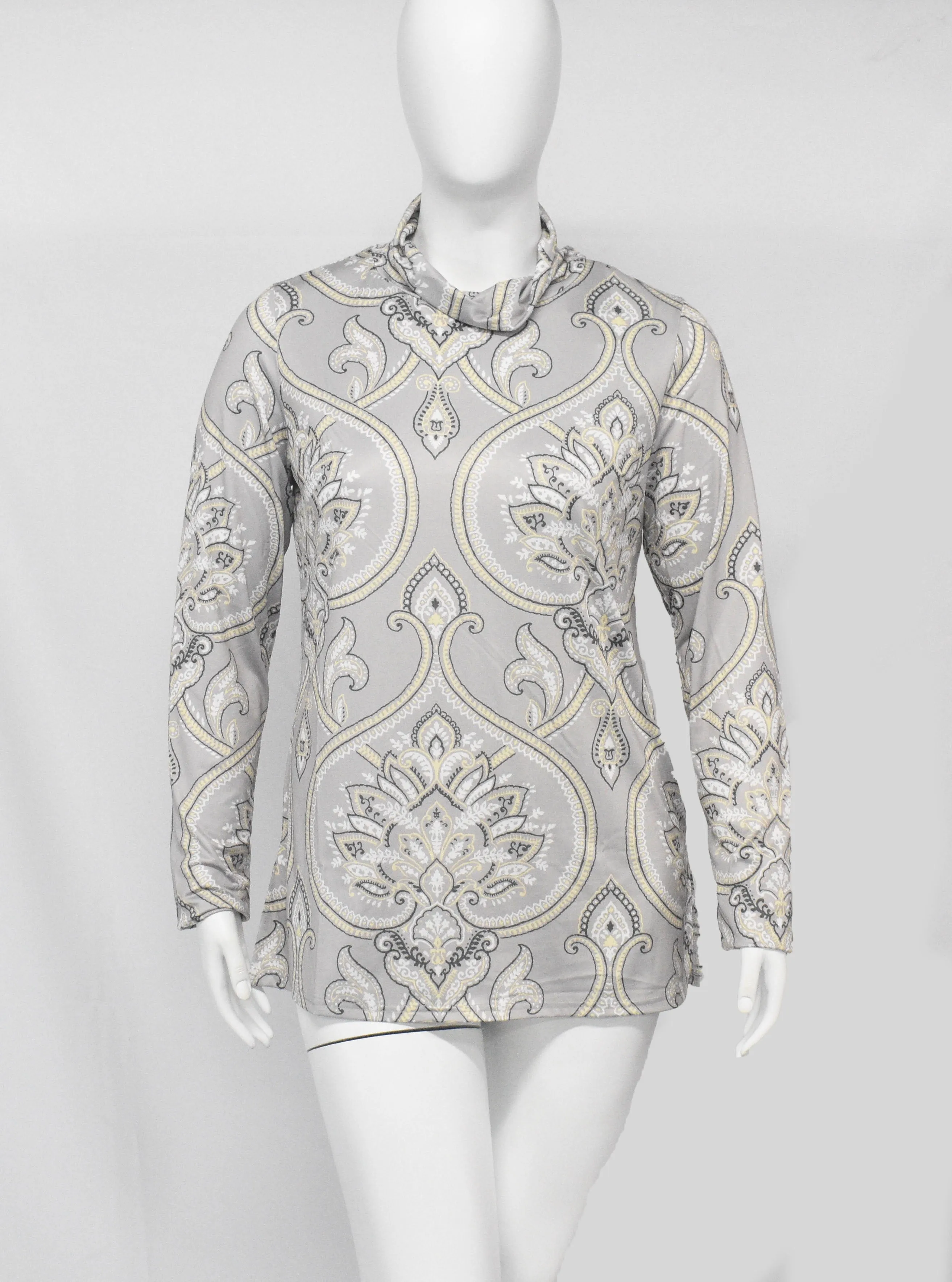 Rapheeze Gray Paisley Designer Bodycon