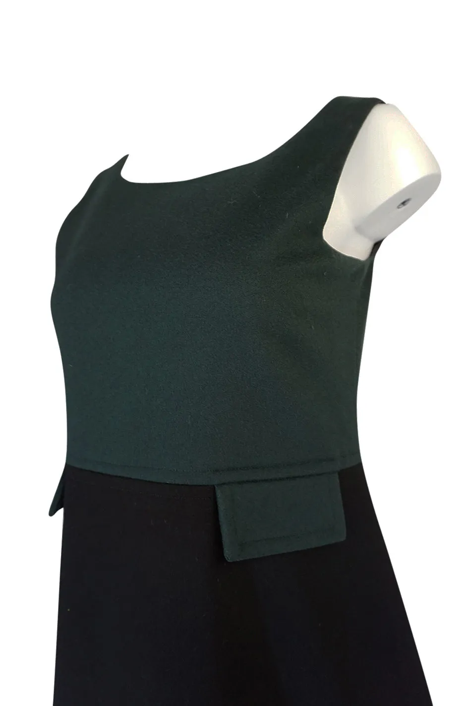 Rare c1961-63 Mary Quant Mod Green & Black Mini Dress