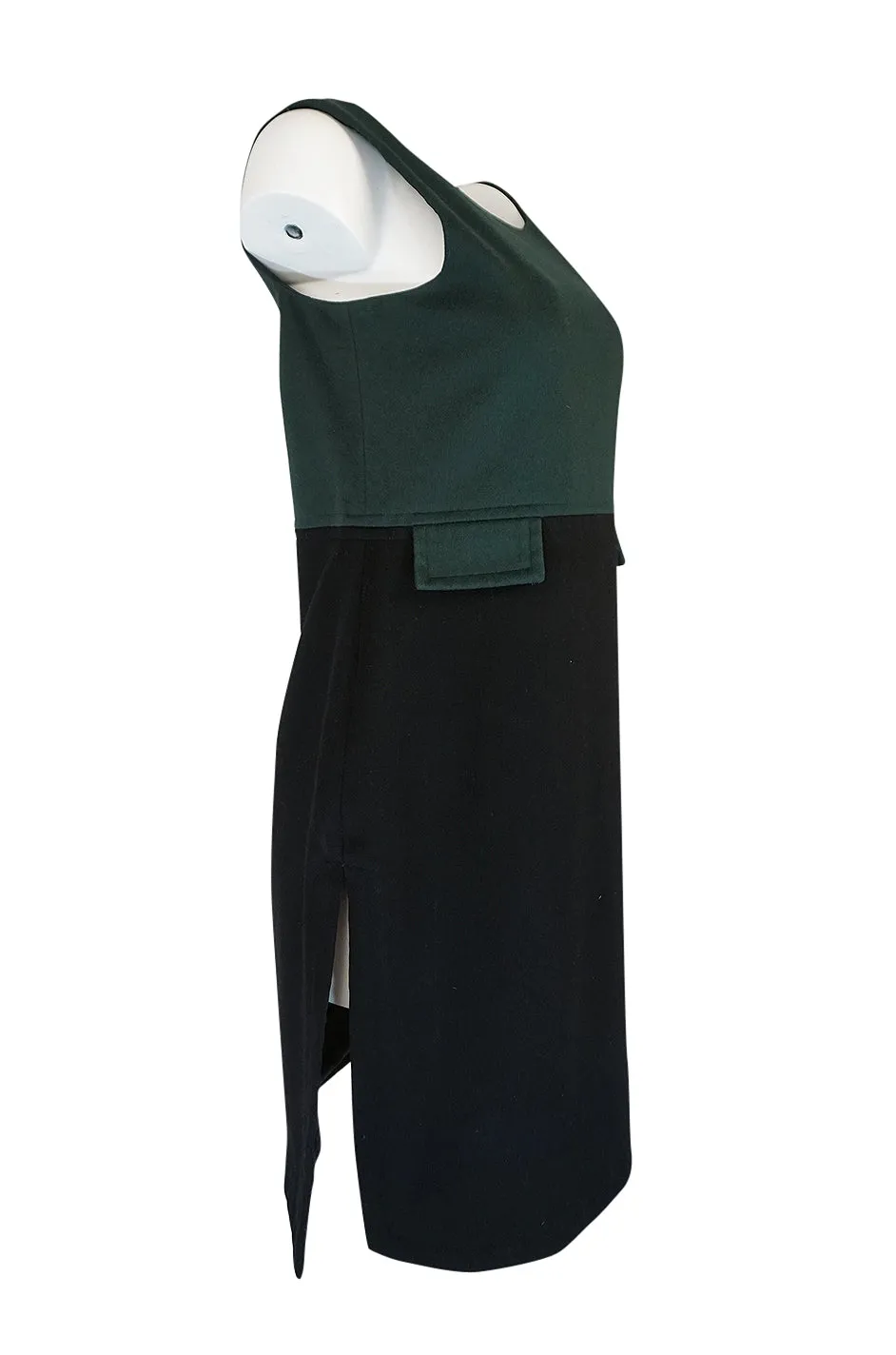 Rare c1961-63 Mary Quant Mod Green & Black Mini Dress