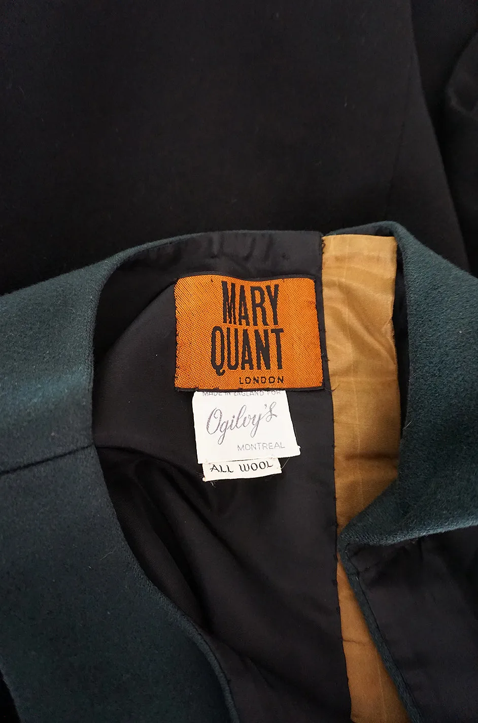 Rare c1961-63 Mary Quant Mod Green & Black Mini Dress