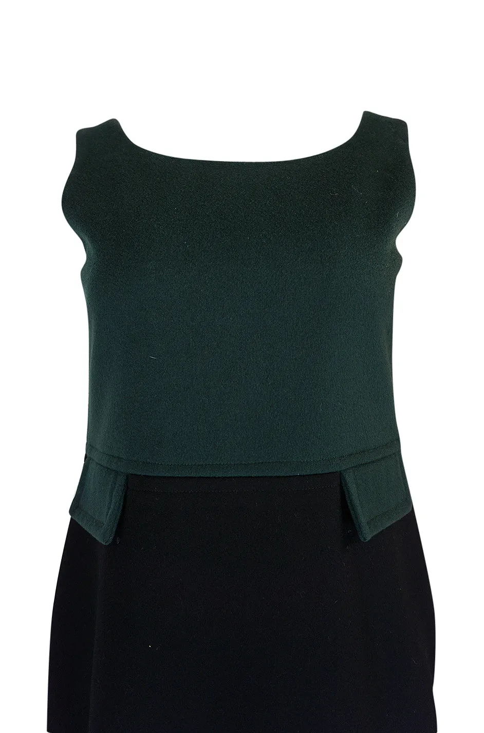 Rare c1961-63 Mary Quant Mod Green & Black Mini Dress
