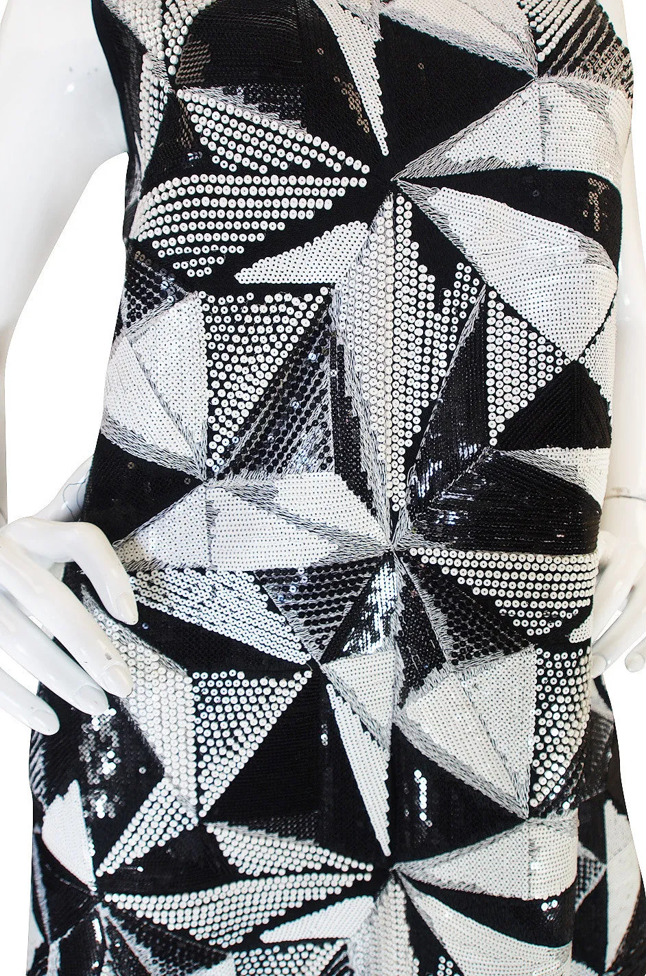 Recent Fendi Black and White Sequin Shift Dress