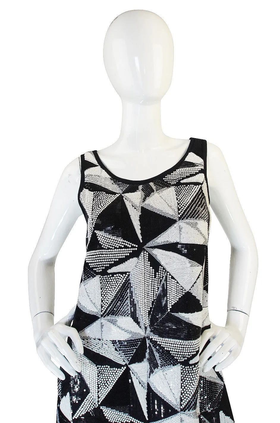 Recent Fendi Black and White Sequin Shift Dress