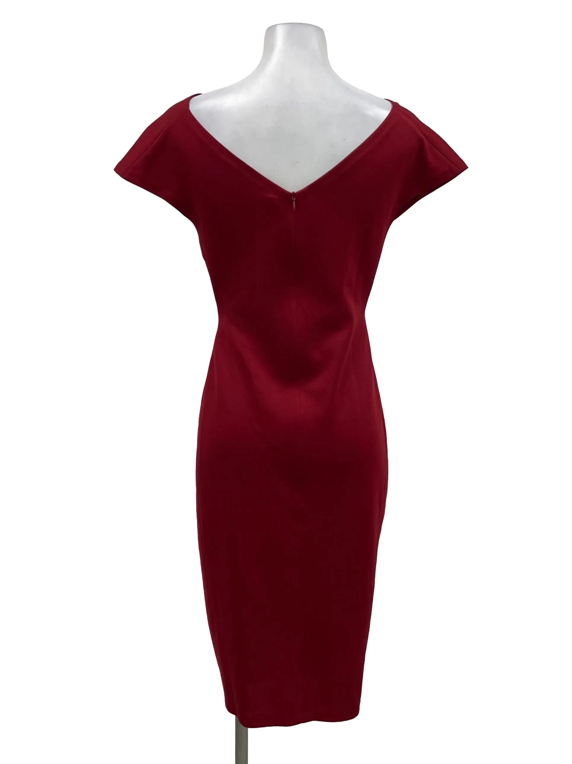 Red Off Shoulder Front Ruched Dress