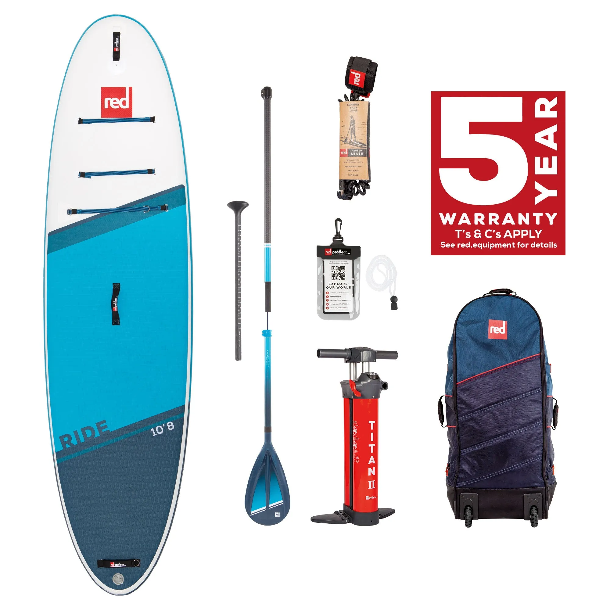 Red Paddle Co 10’8″ Ride MSL Inflatable Paddle Board Package Hybrid Tough