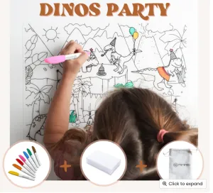 Reusable Dinosaurs Coloring Mat & Markers Set