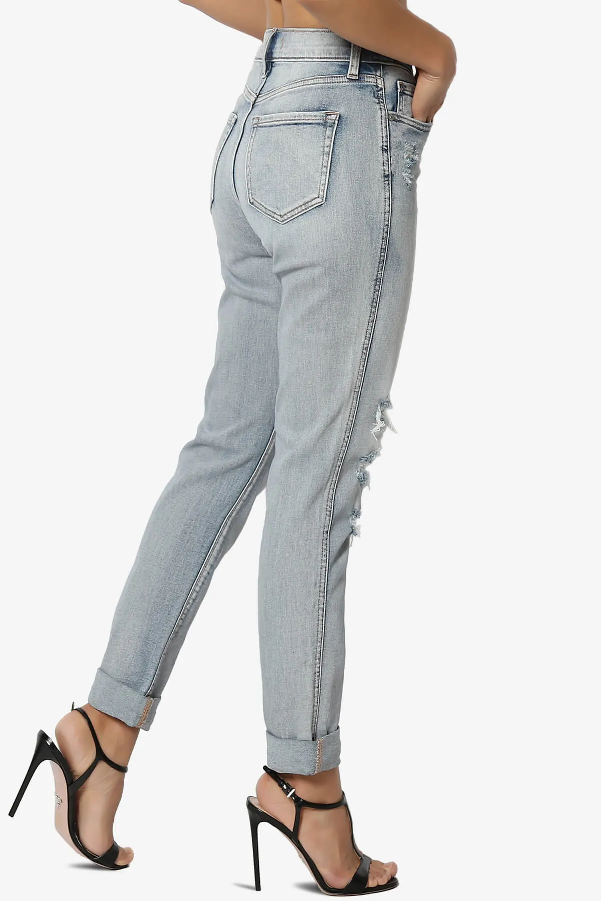 Rocky High Rise Distressed Boyfriend Jeans Supernova