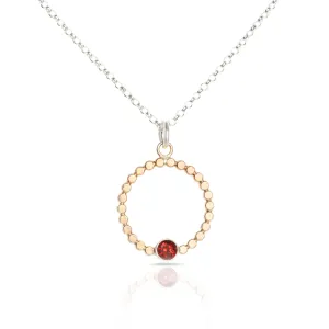 Round Mixed Metal and Garnet Pendant Necklace - MORGAN