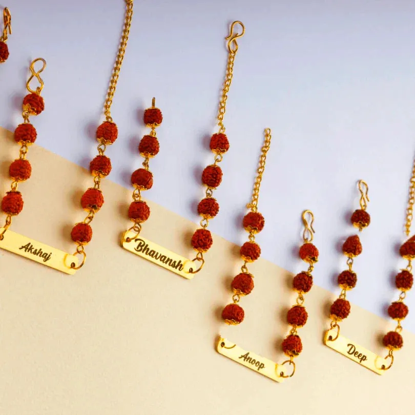 Rudraksha Rakhi Bracelet Customised with Name