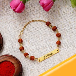 Rudraksha Rakhi Bracelet Customised with Name