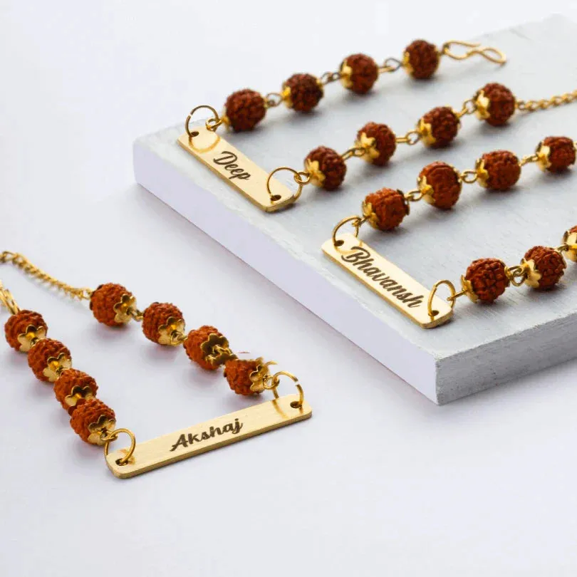 Rudraksha Rakhi Bracelet Customised with Name