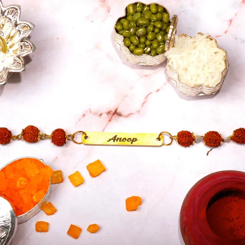 Rudraksha Rakhi Bracelet Customised with Name
