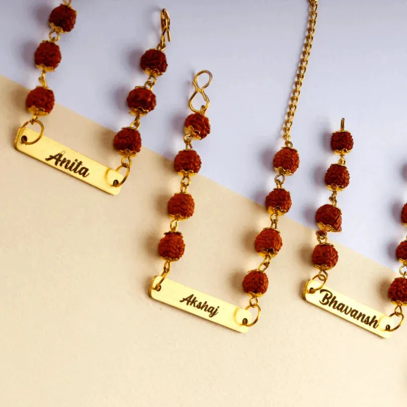 Rudraksha Rakhi Bracelet Customised with Name