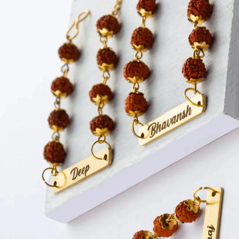 Rudraksha Rakhi Bracelet Customised with Name