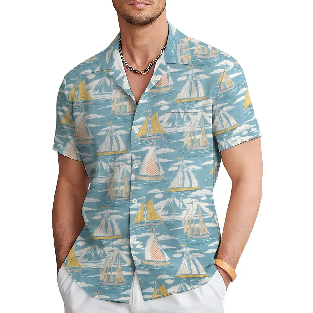 Sailboat Casual Short Sleeve Shirt 2405000206